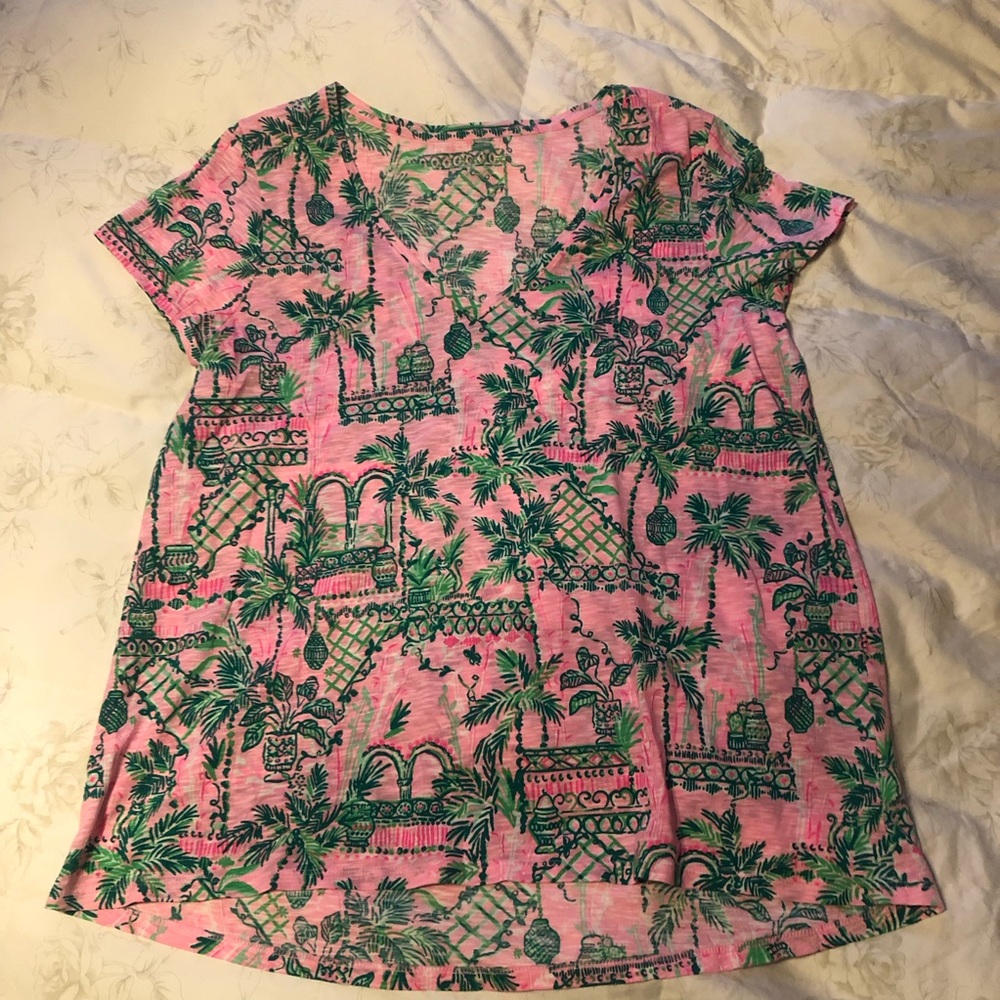 Lilly Pulitzer Etta V neck top Mandevilla Baby Always Worth It